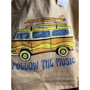 American Eagle Follow The Music Canvas Tote Bag, Boho Surf Van, NWT